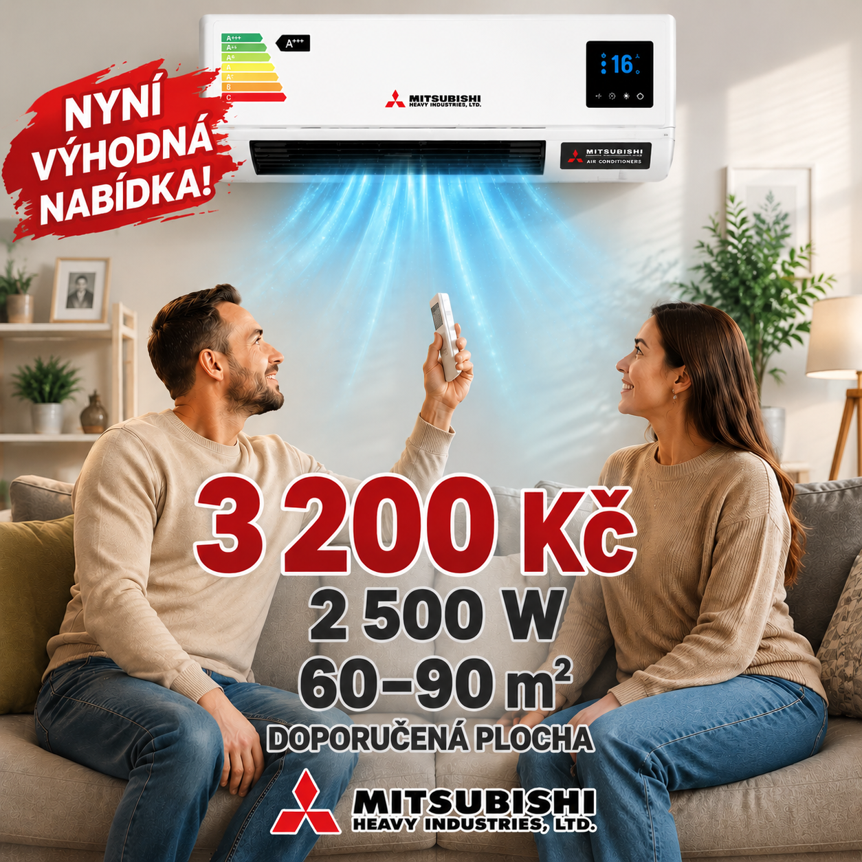 🏠 Zapomeňte na drahou instalaci! Klimatizace Mitsubishi Heavy Industries 2v1 – úspora elektřiny, rychlé chlazení i vytápění!