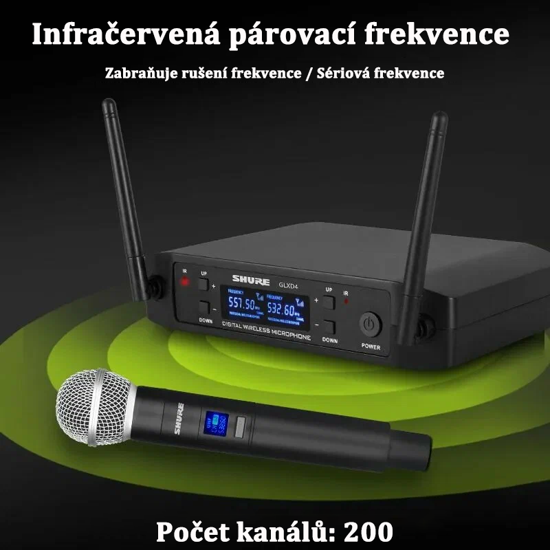 Nejoblíbenější bezdrátový mikrofonní systém SHURE GLXD4/SM58