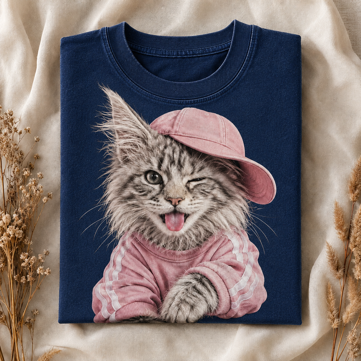Pink Hat Kitty – Vintage Cat Tee