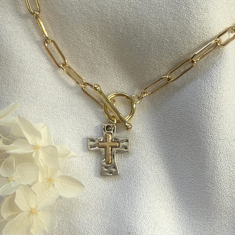 Hammered Cross Necklace