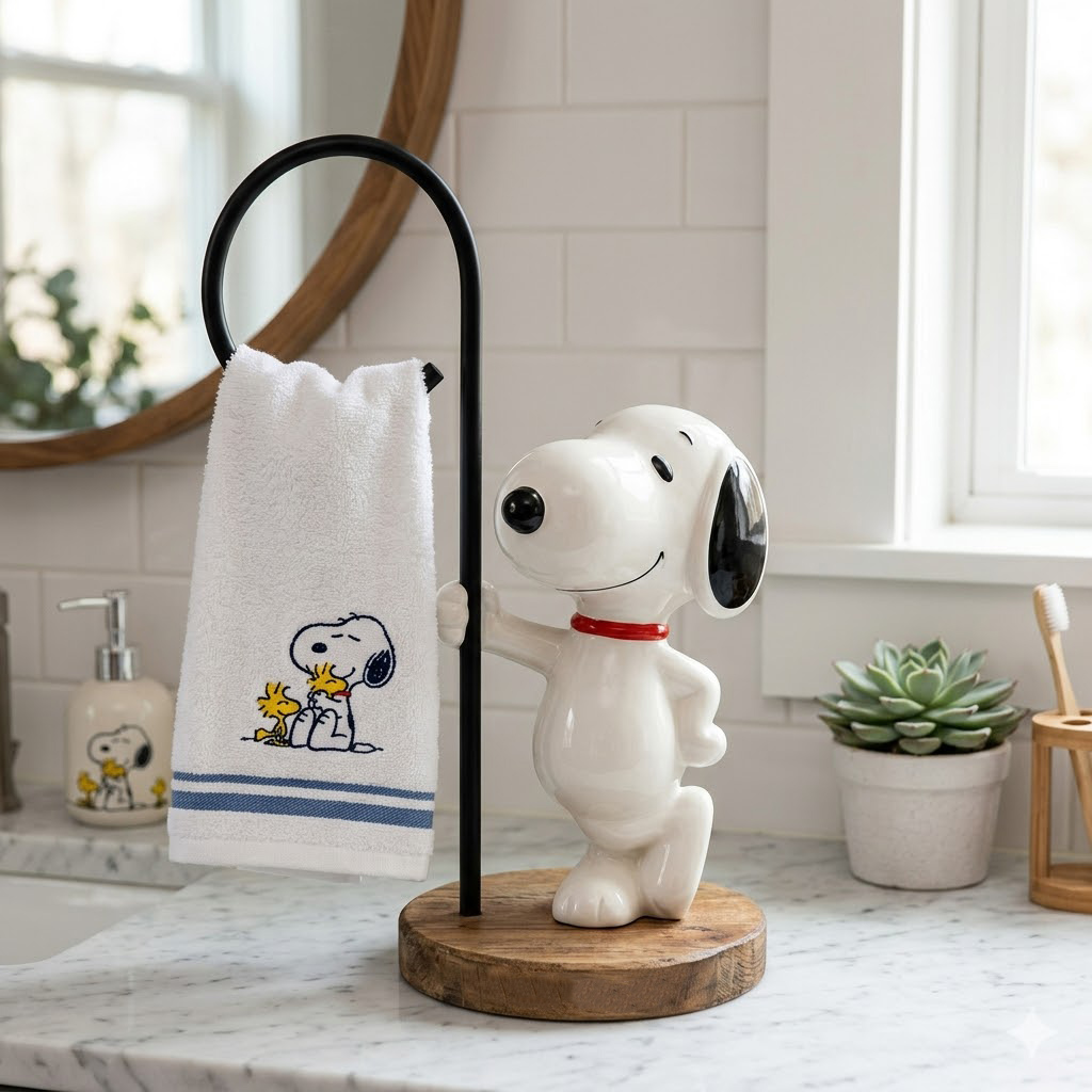 Snoopy-Inspired Towel Rack 