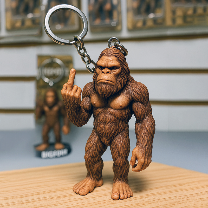 Funny Bigfoot Middle Finger keychain