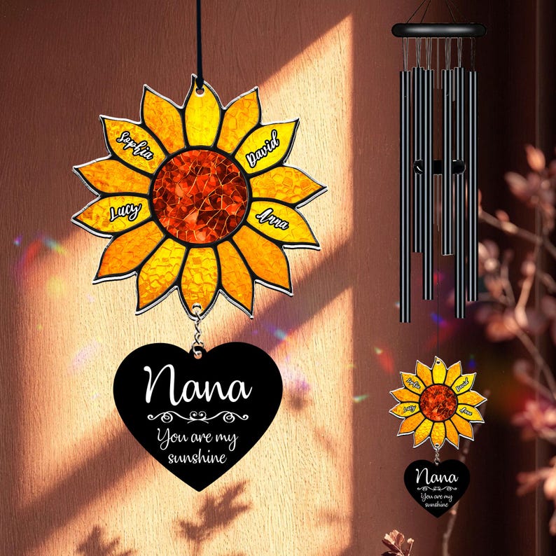 Personalized Nana Sunflower Wind Chime