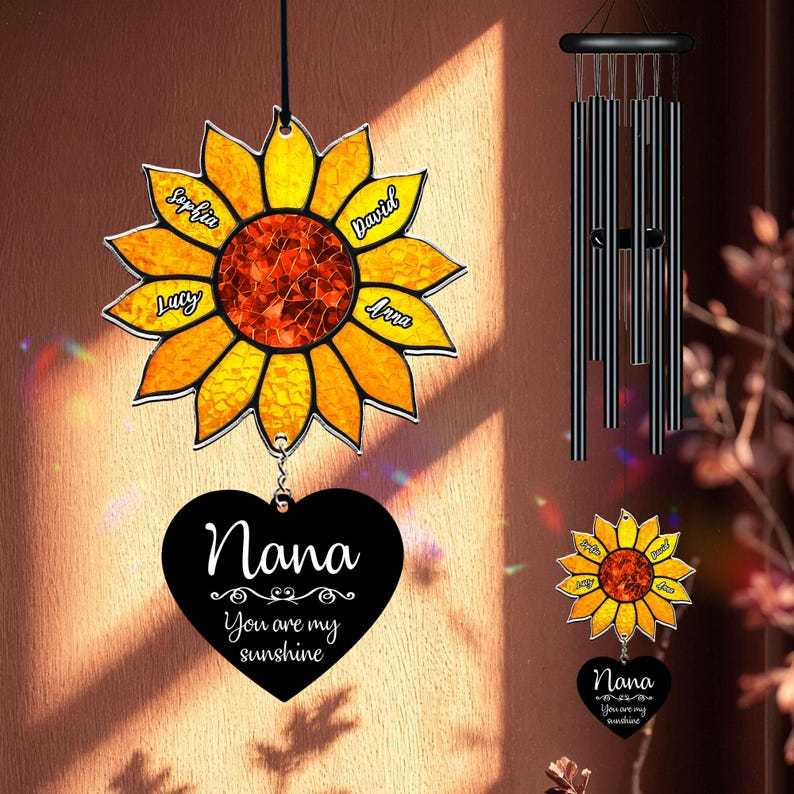 Personalized Nana Sunflower Wind Chime