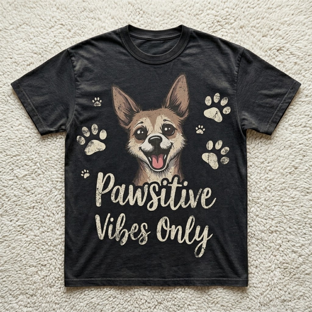 Pawsitive Vibes Only – Vintage Corgi Tee