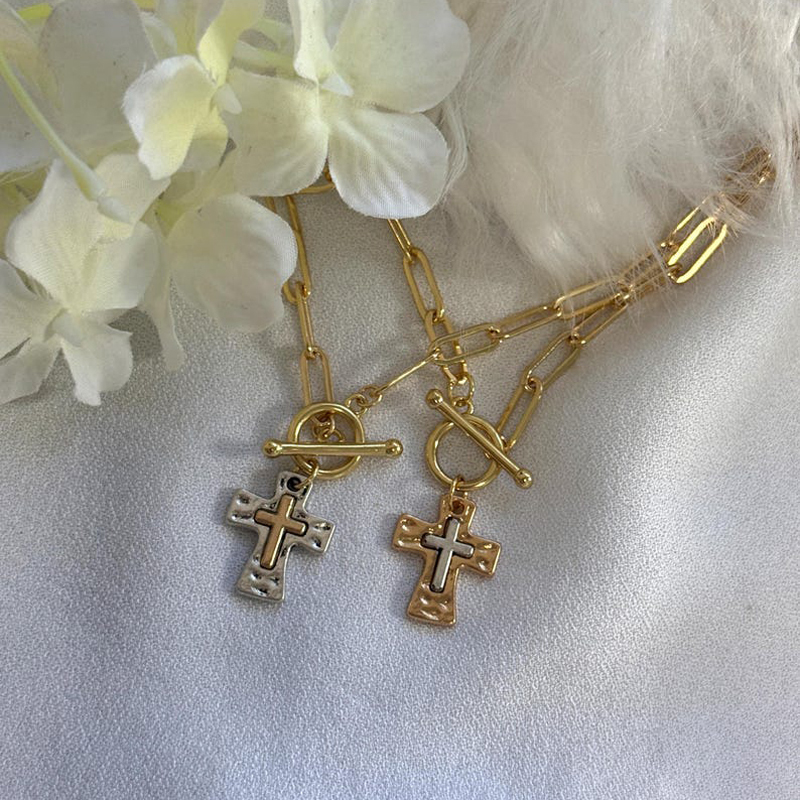 Hammered Cross Necklace