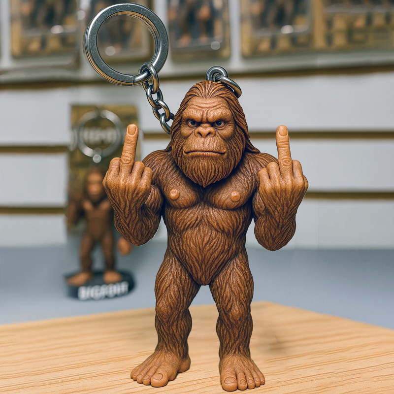 Funny Bigfoot Middle Finger keychain