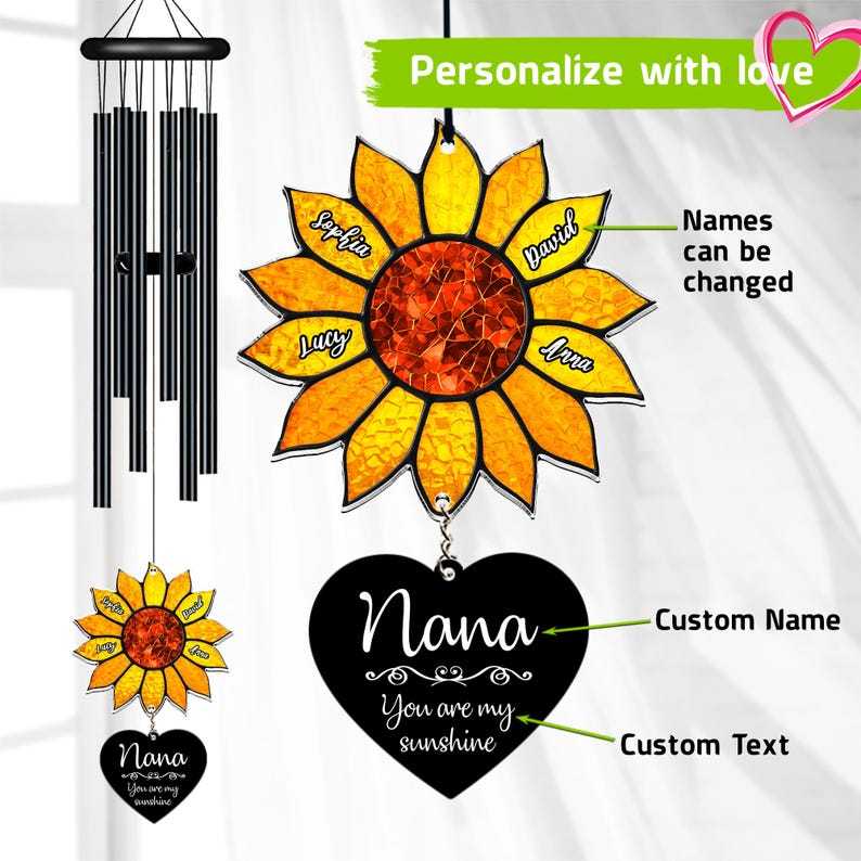 Personalized Nana Sunflower Wind Chime