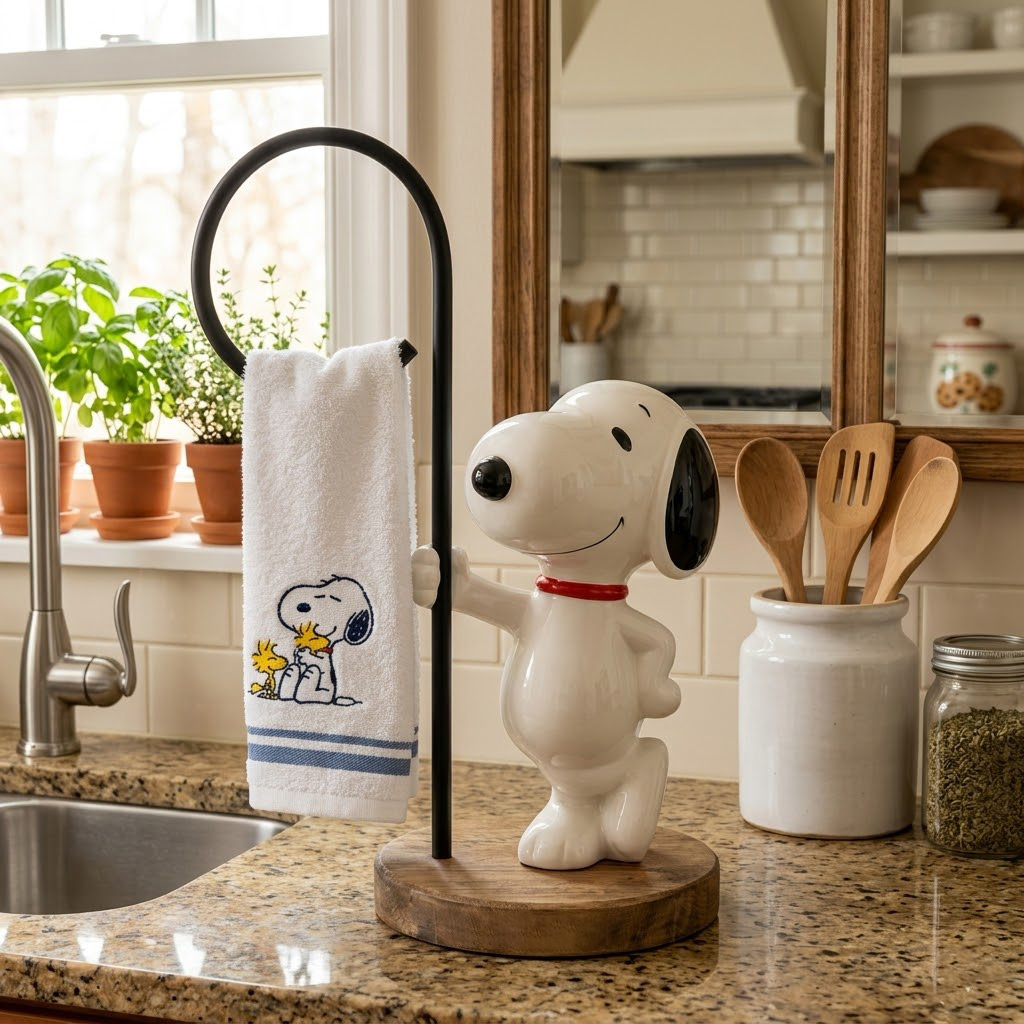Snoopy-Inspired Towel Rack 