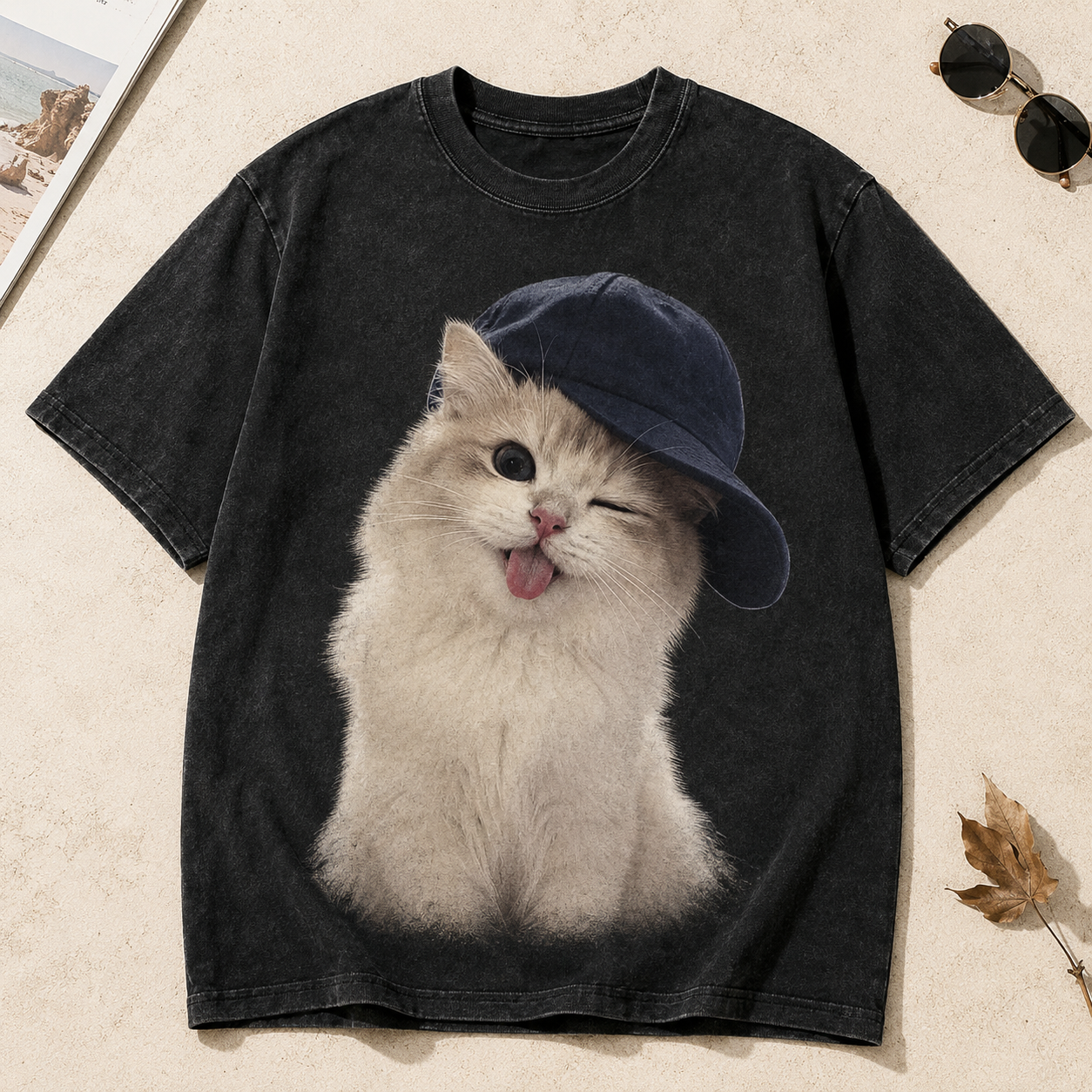 Cool Cap Kitty – Vintage Cat Tee