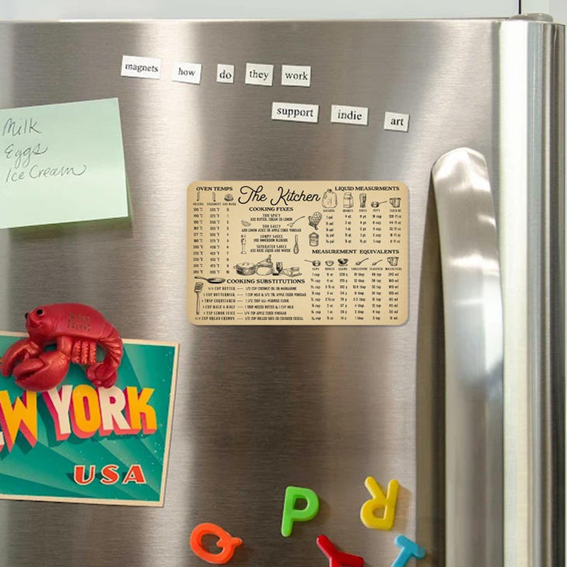 Kitchen Conversion Magnet – Cooking Fixes & Measurement Chart 