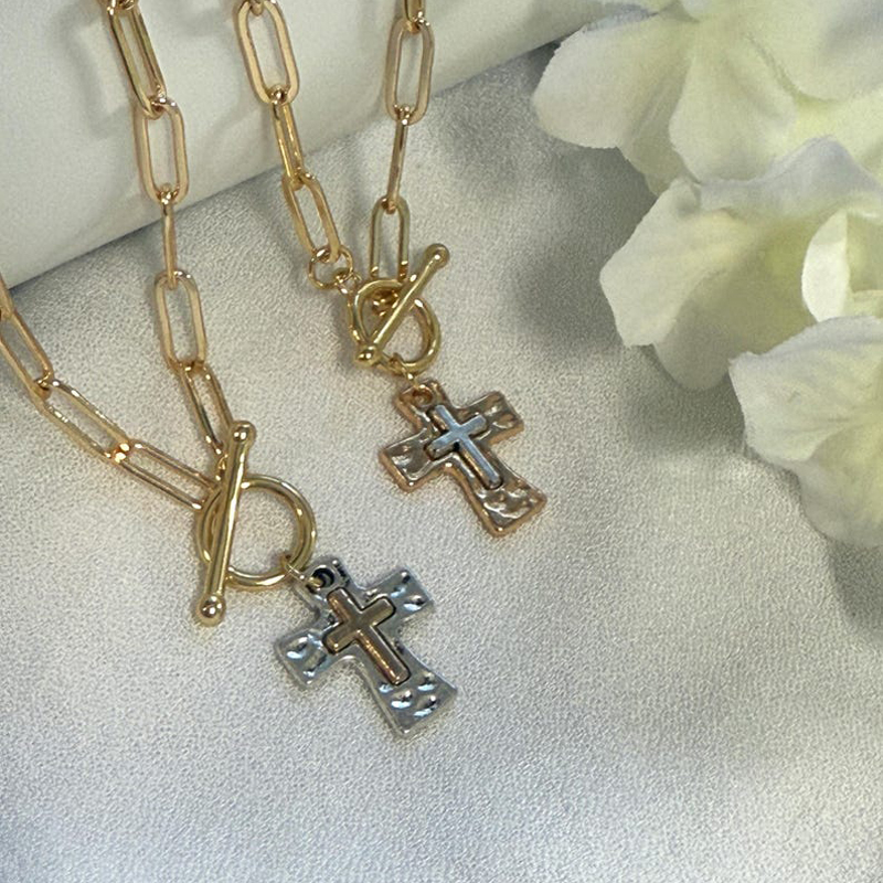 Hammered Cross Necklace