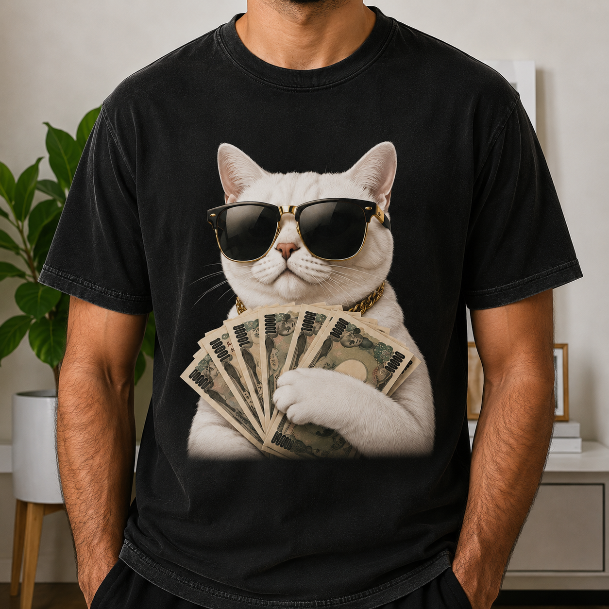 Rich Cat Energy – Vintage Cat Tee