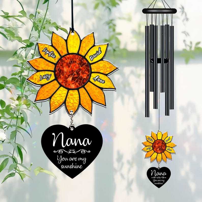Personalized Nana Sunflower Wind Chime