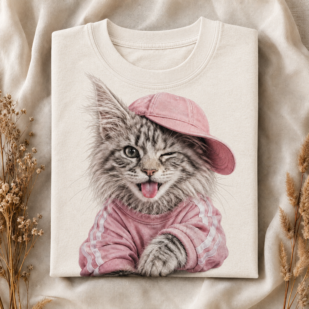 Pink Hat Kitty – Vintage Cat Tee
