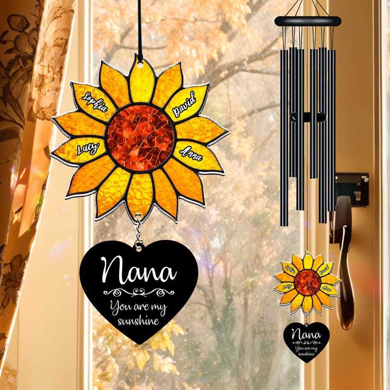 Personalized Nana Sunflower Wind Chime