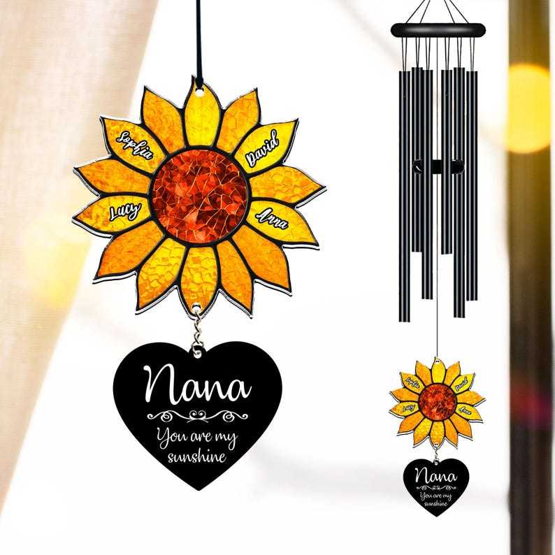 Personalized Nana Sunflower Wind Chime
