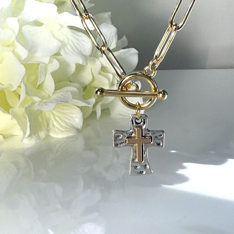 Hammered Cross Necklace