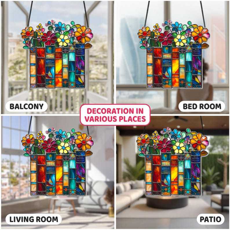 Flower Book Suncatcher Window Hanging - Book Lover Gift
