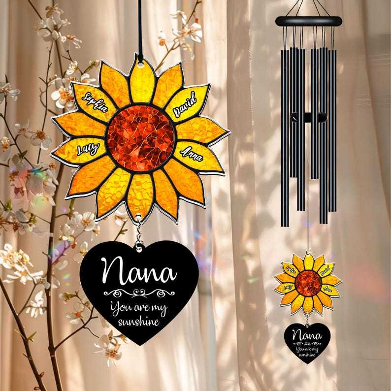 Personalized Nana Sunflower Wind Chime