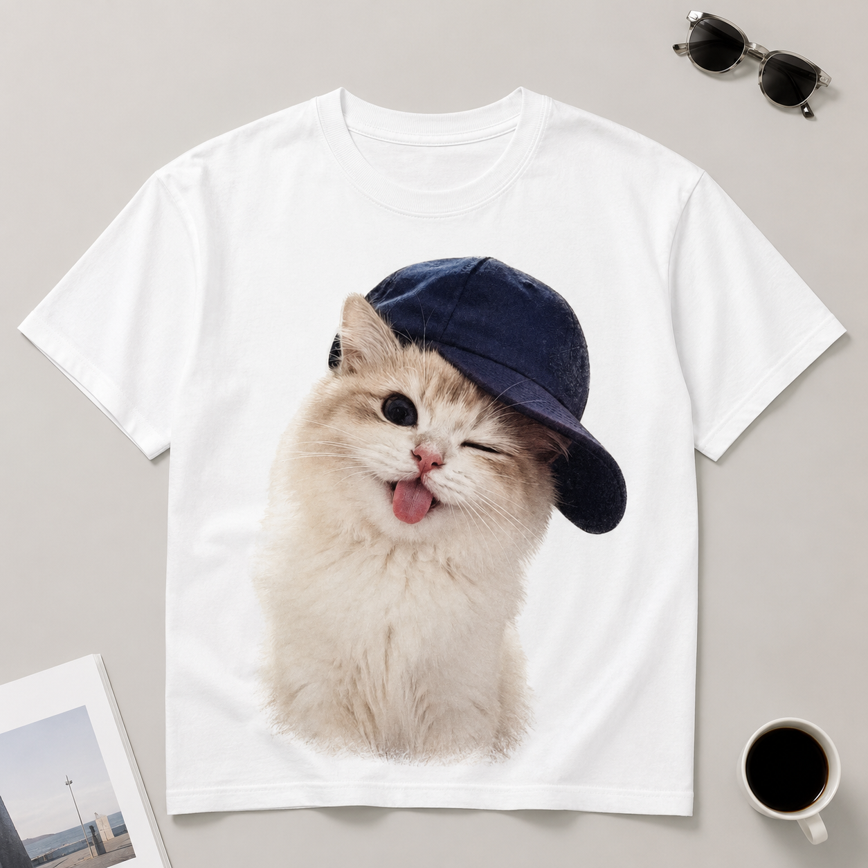 Cool Cap Kitty – Vintage Cat Tee
