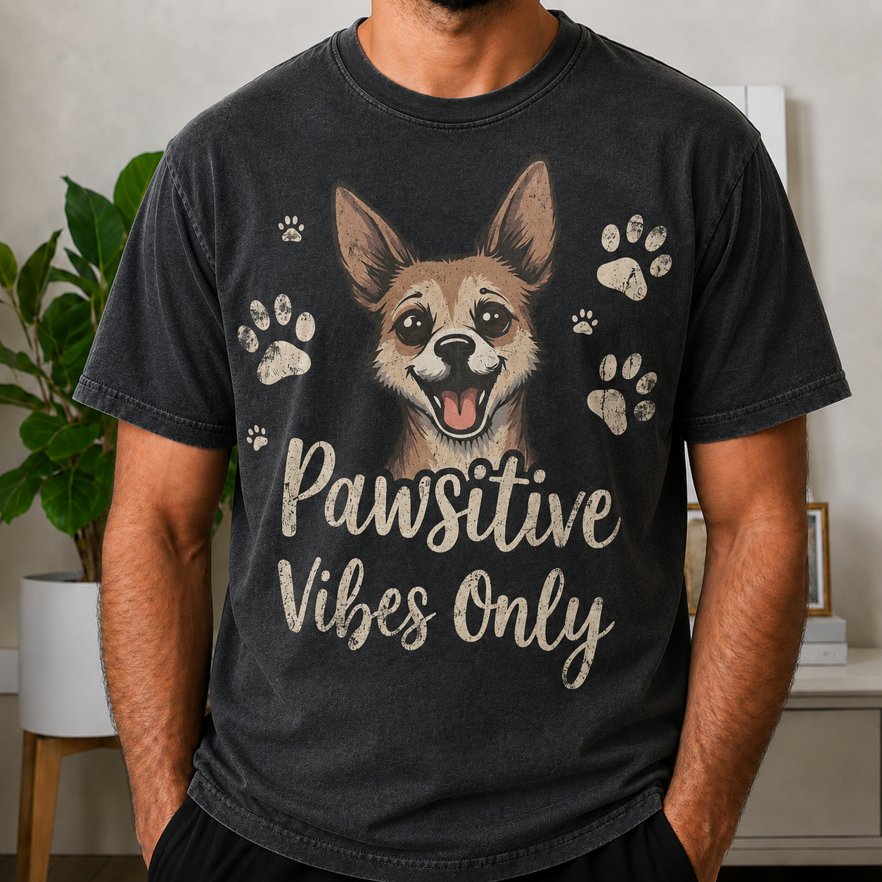 Pawsitive Vibes Only – Vintage Corgi Tee