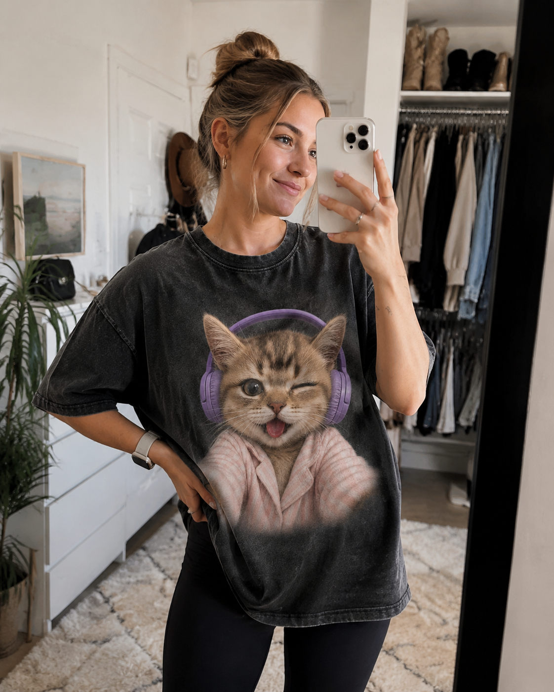 Chill Beats Cat – Vintage Music Cat Tee