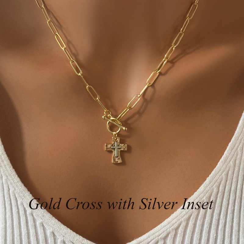 Hammered Cross Necklace