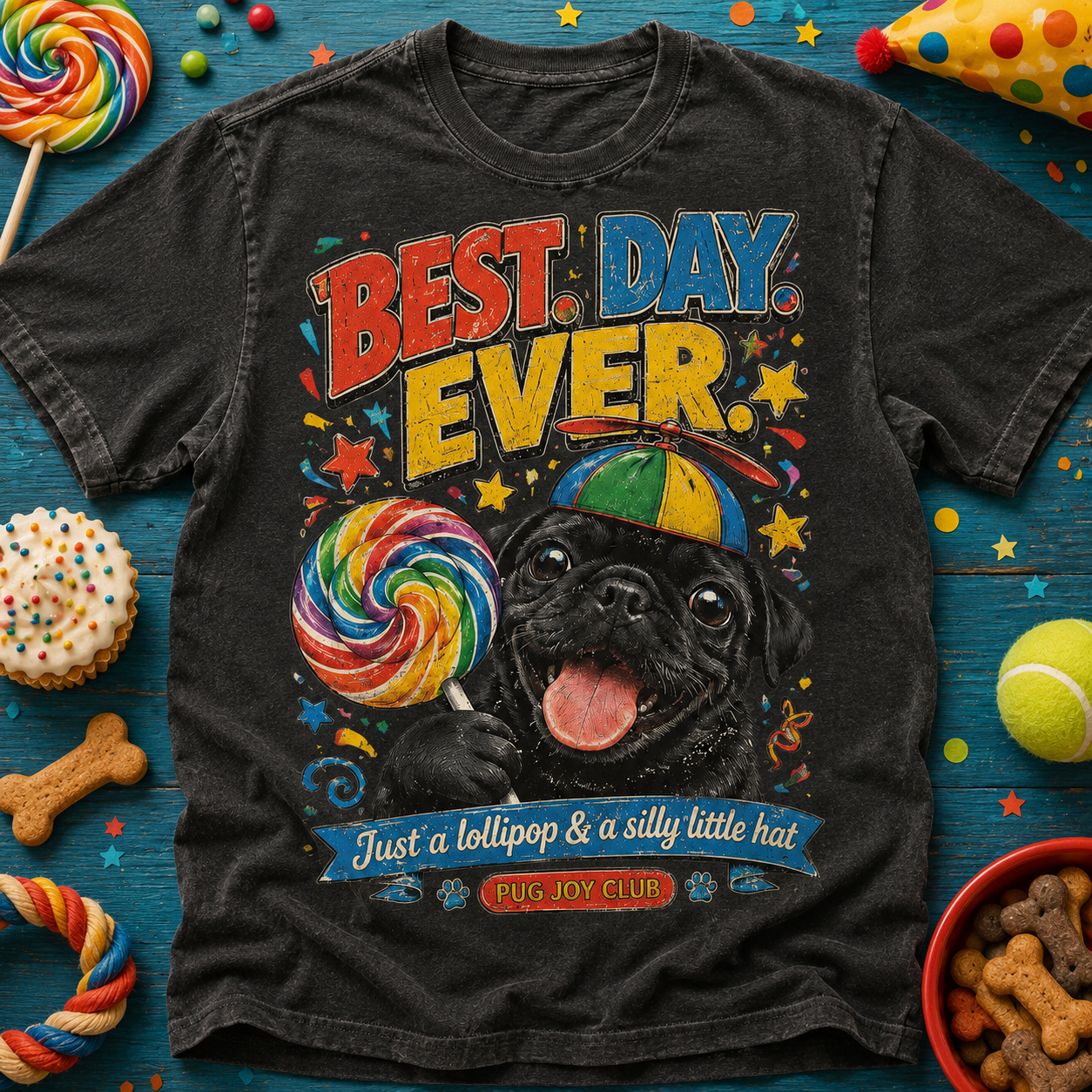 Best Day Ever! Pug Joy Comfort Tee🎉
