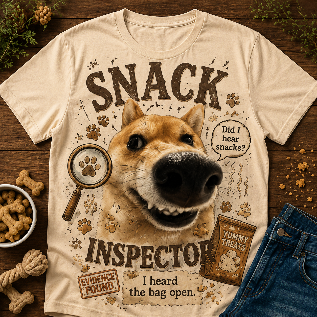 Snack Inspector Tee – I Heard the Bag Open🐶🔍