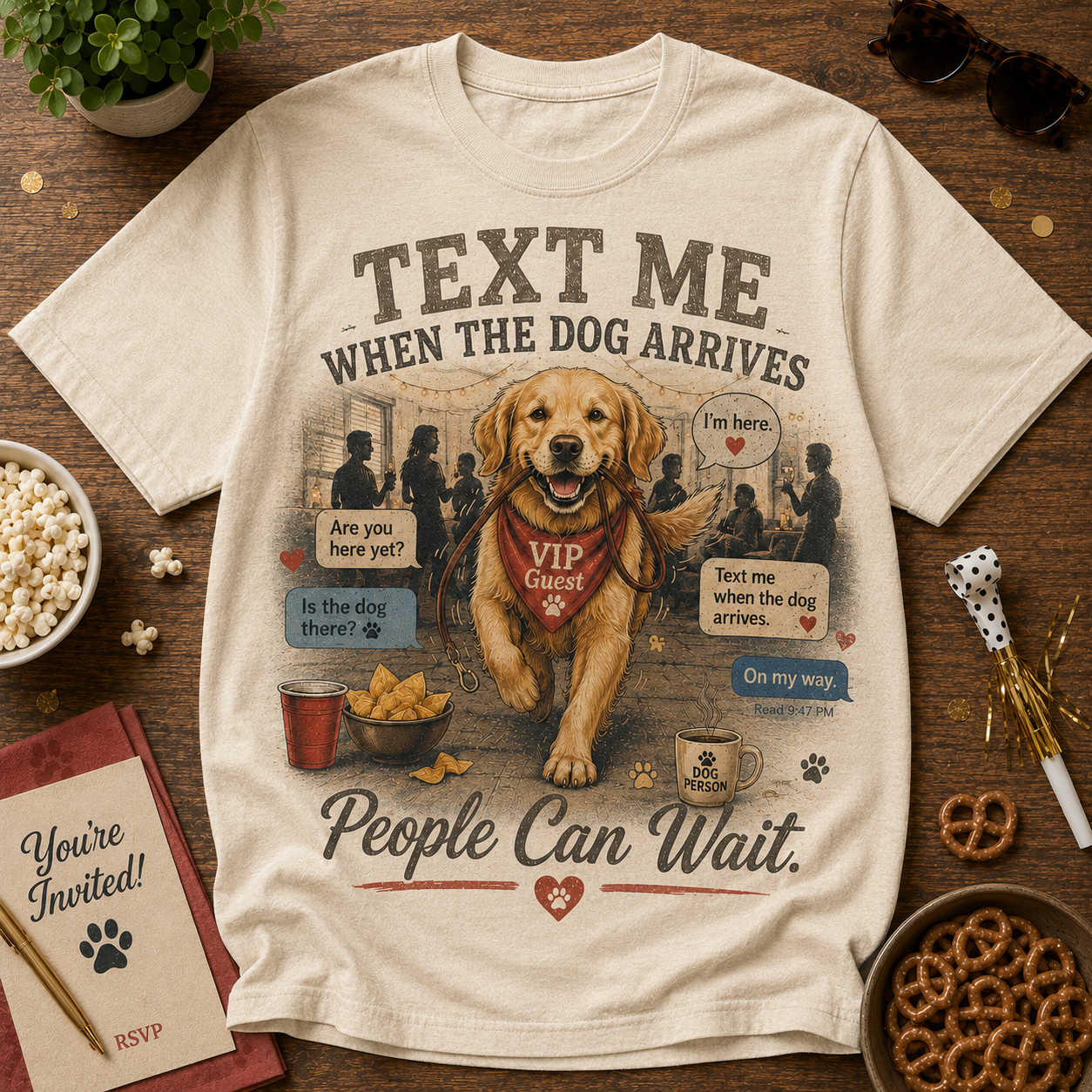 Text Me When The Dog Arrives Dog Graphic T-Shirt