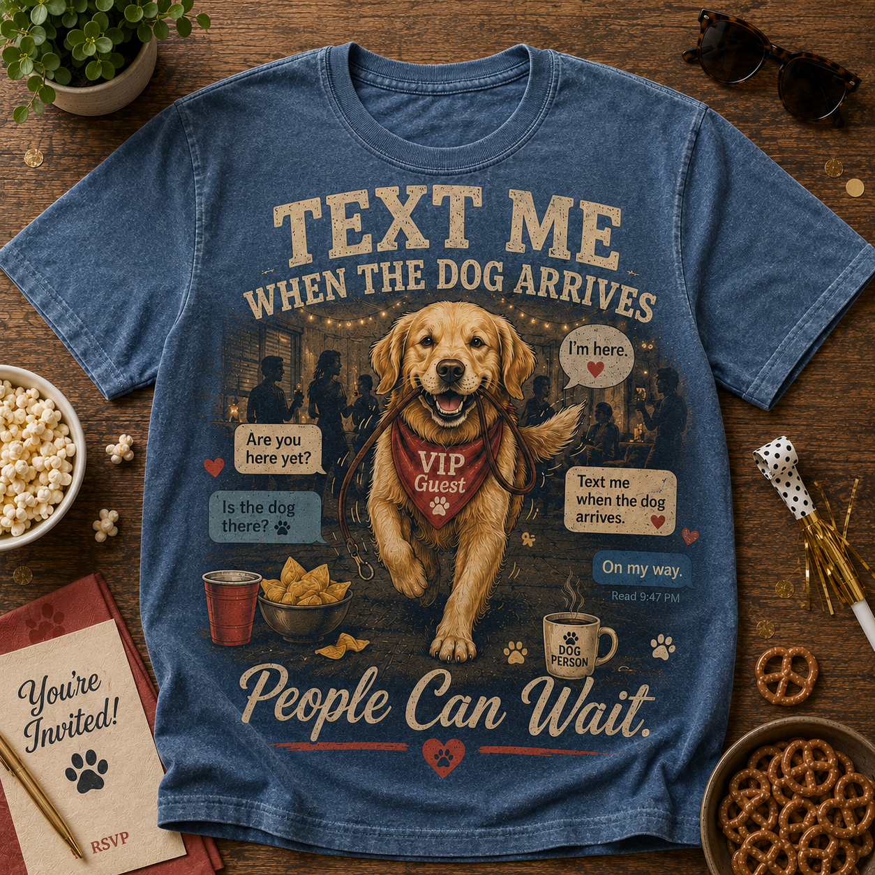 Text Me When The Dog Arrives Dog Graphic T-Shirt