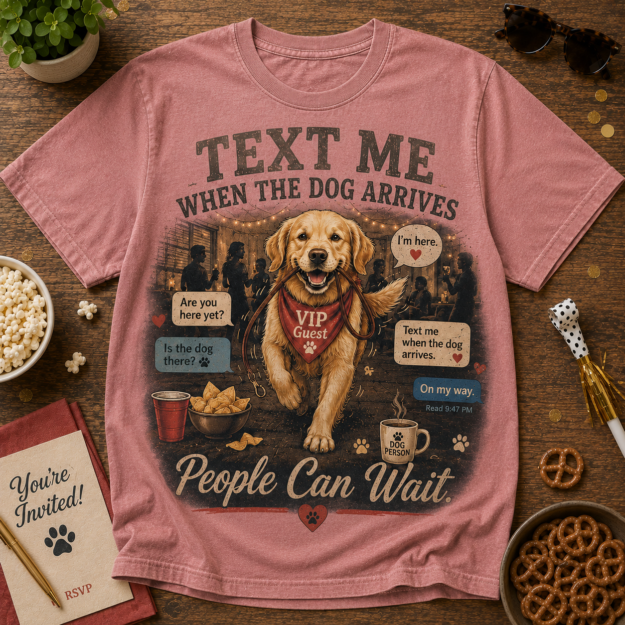 Text Me When The Dog Arrives Dog Graphic T-Shirt
