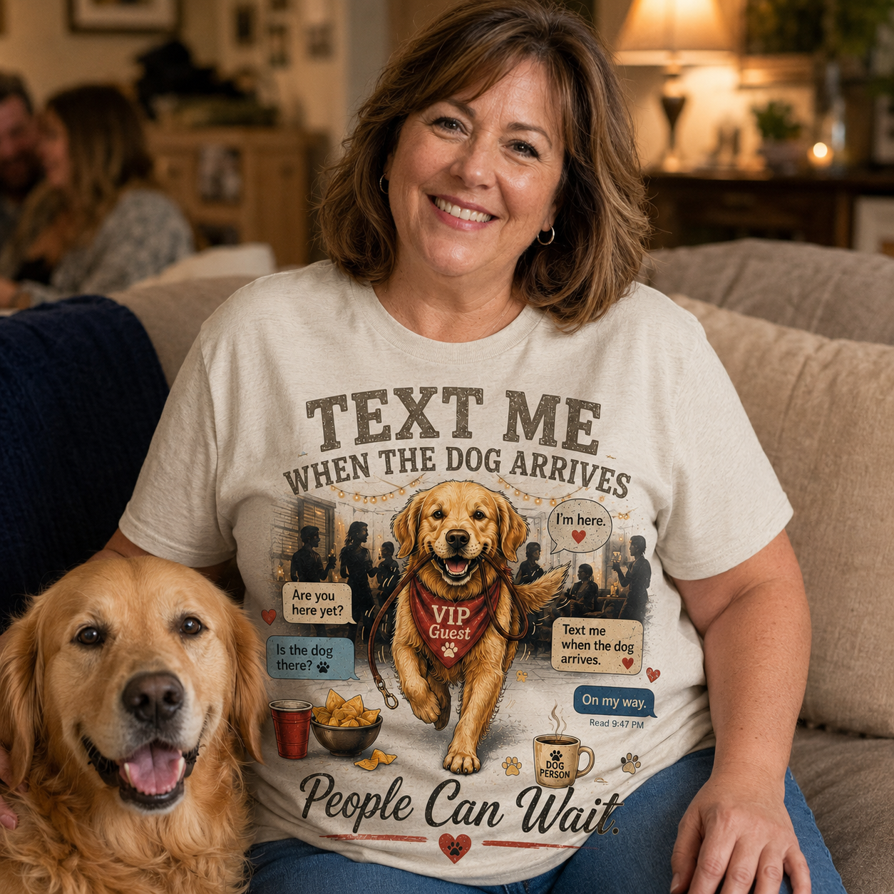 Text Me When The Dog Arrives Dog Graphic T-Shirt