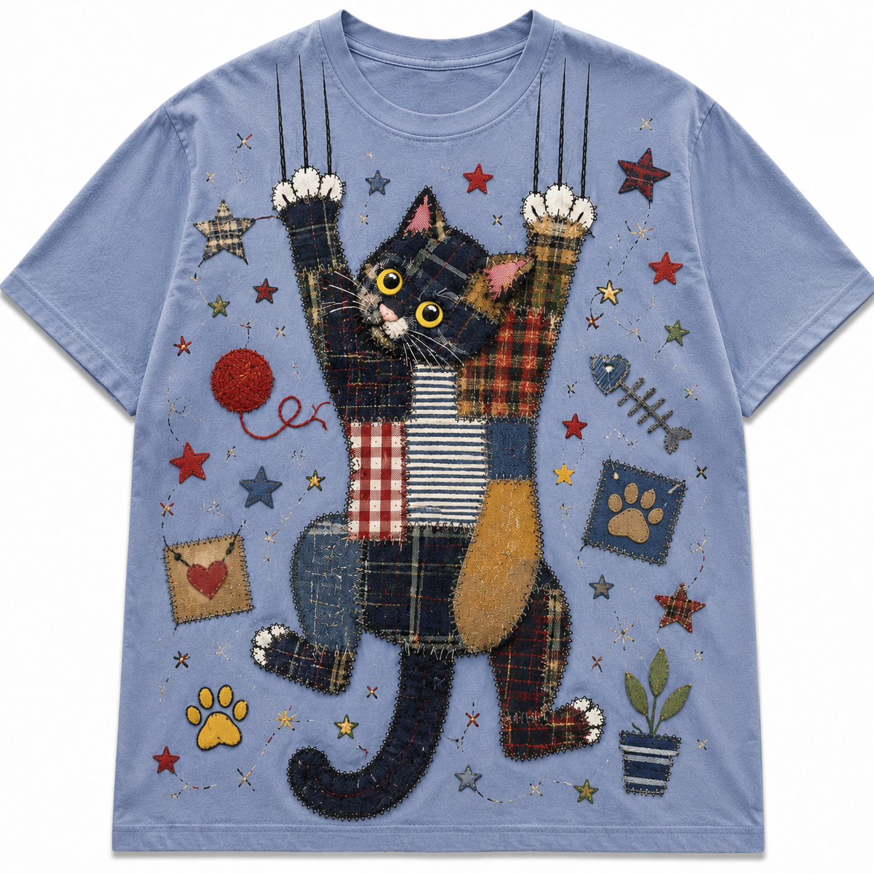 Patchwork Cat Handmade Tee