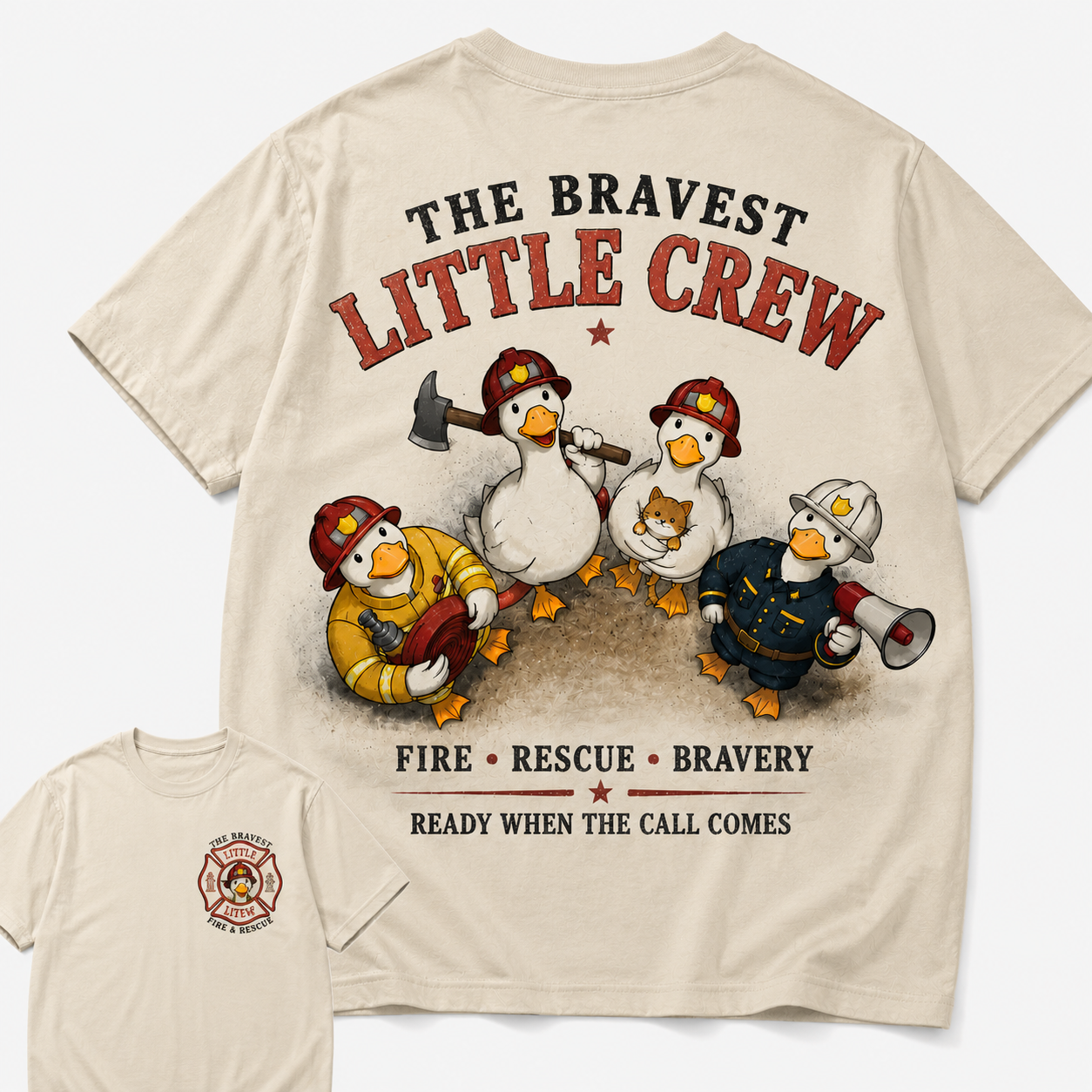 The Bravest Little Crew Fire Rescue Vintage Graphic Tee