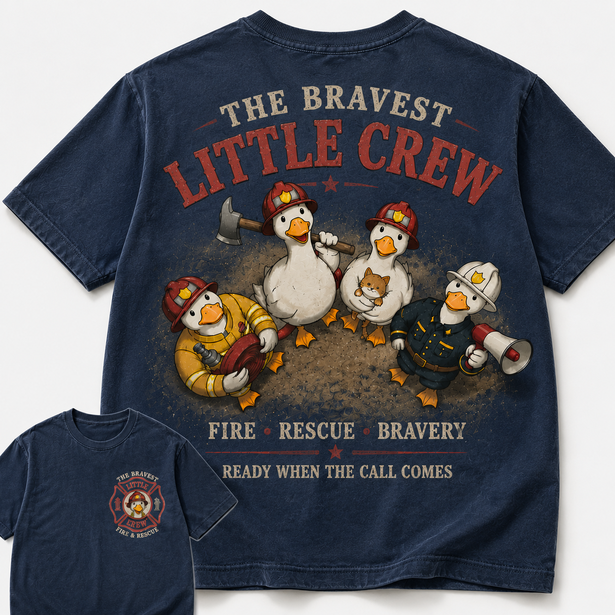 The Bravest Little Crew Fire Rescue Vintage Graphic Tee