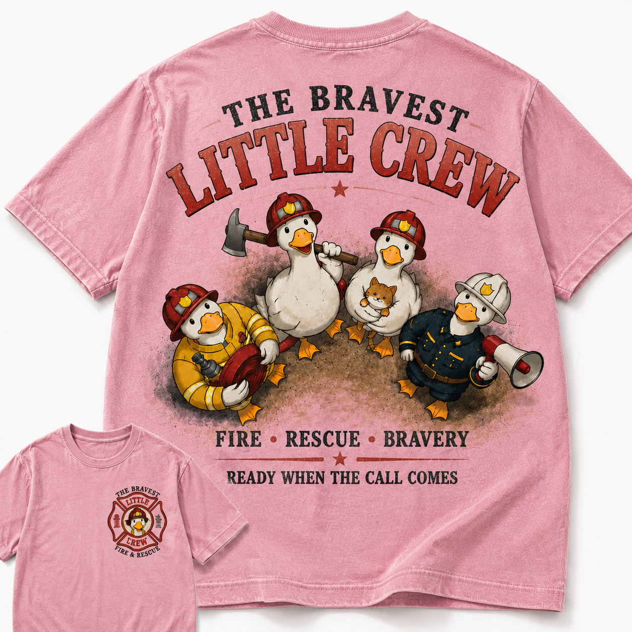 The Bravest Little Crew Fire Rescue Vintage Graphic Tee