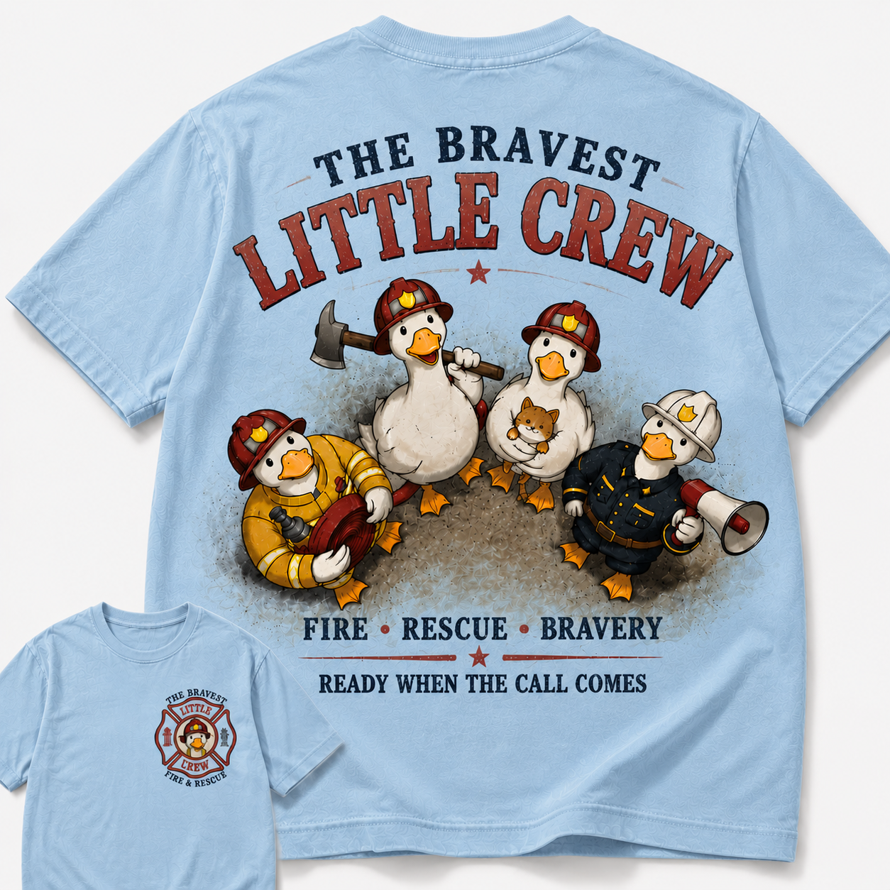 The Bravest Little Crew Fire Rescue Vintage Graphic Tee