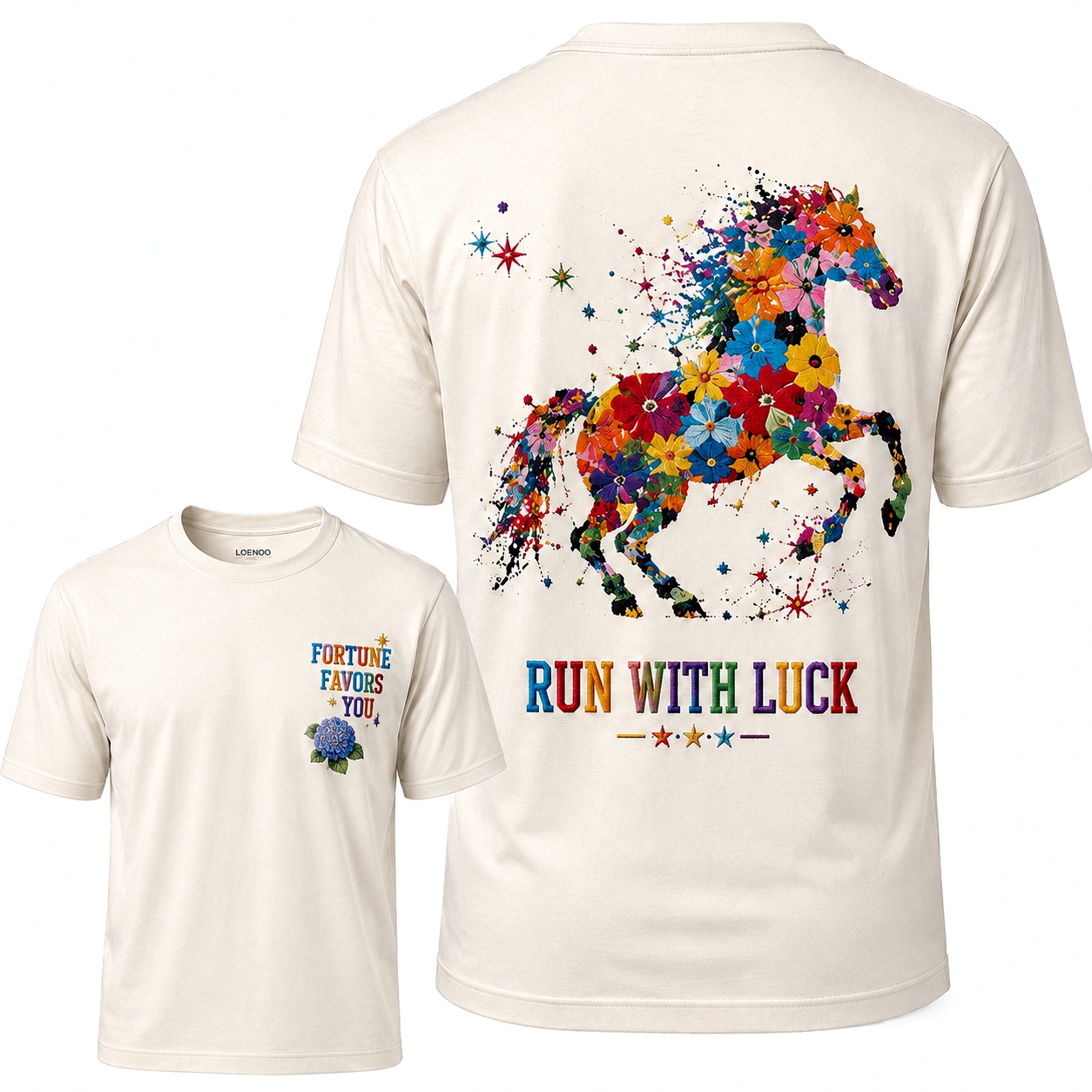 Run With Luck Embroidered Horse Tee