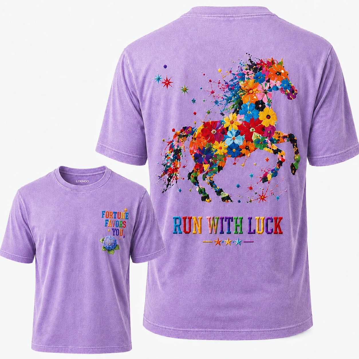 Run With Luck Embroidered Horse Tee