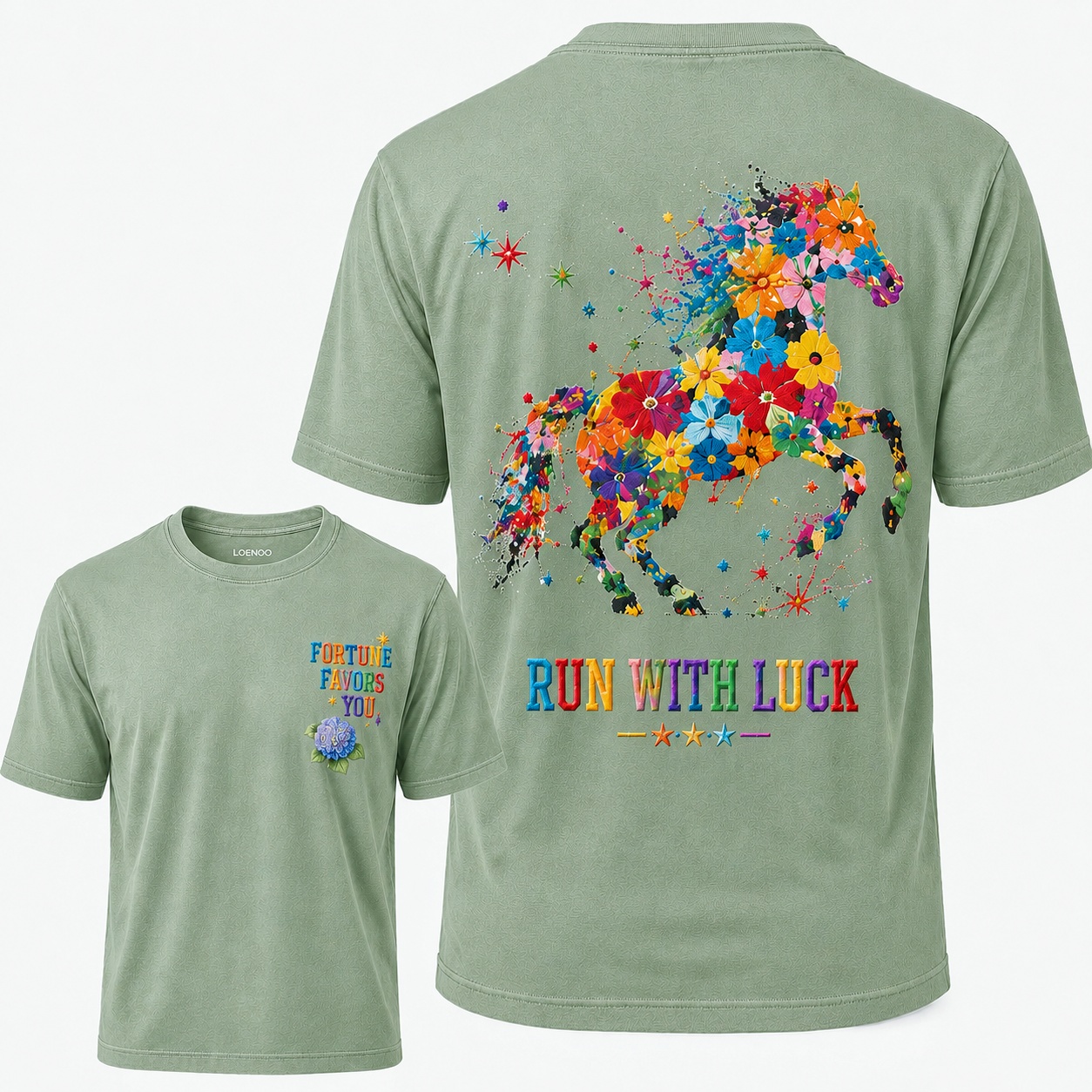 Run With Luck Embroidered Horse Tee