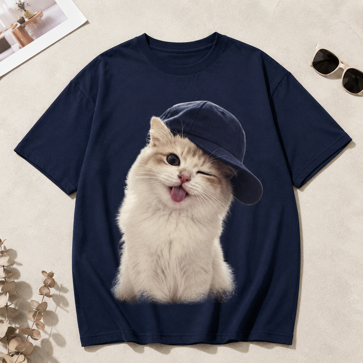 Cool Cap Kitty – Vintage Cat Tee