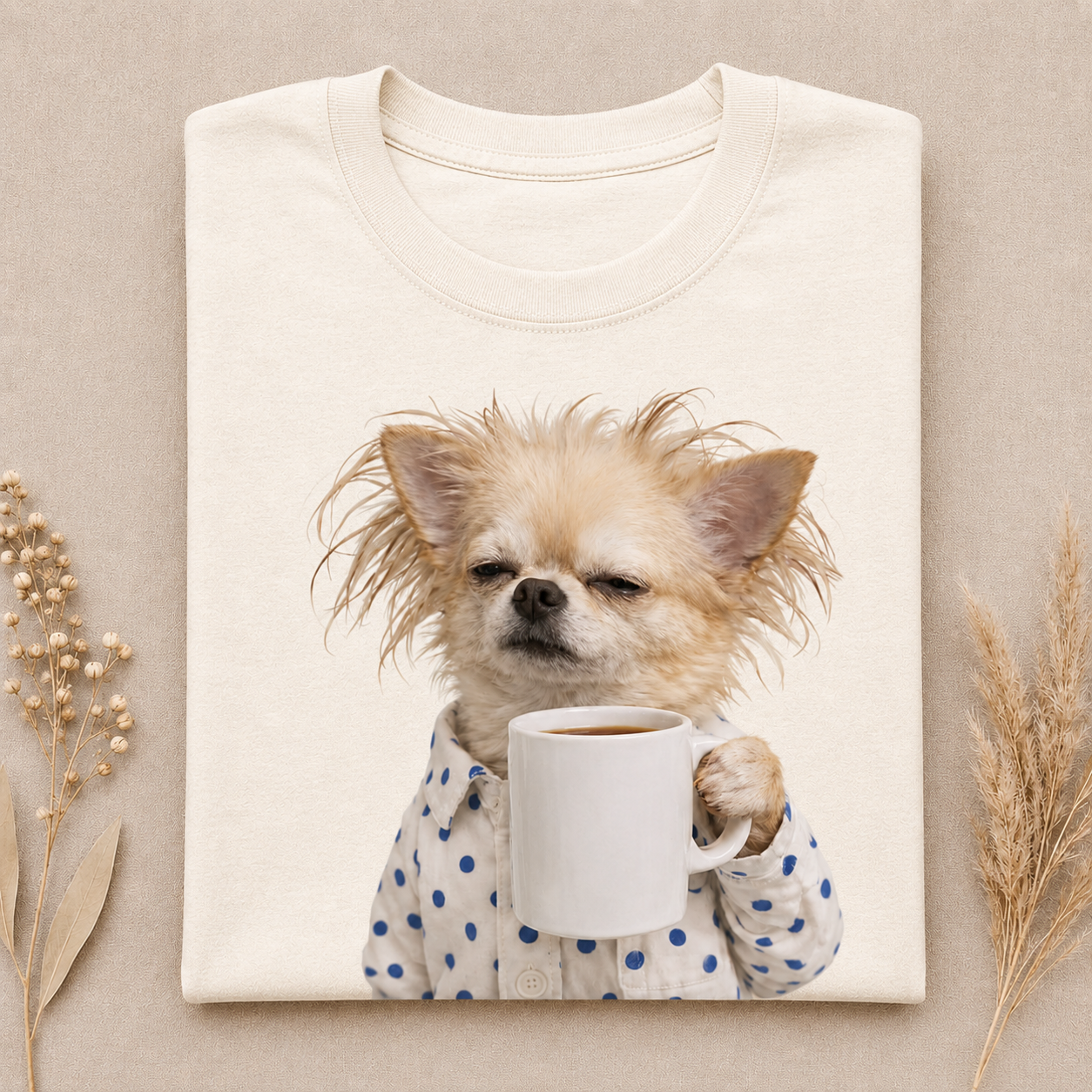 Cozy Morning Pup – Vintage Cute Dog Tee