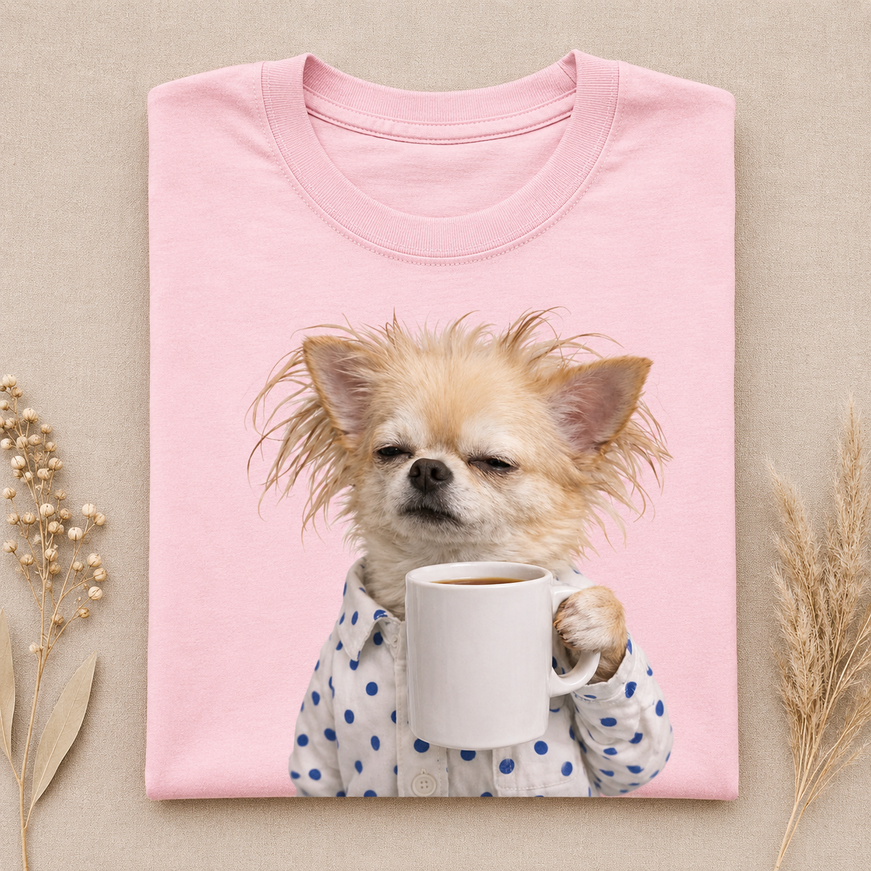 Cozy Morning Pup – Vintage Cute Dog Tee