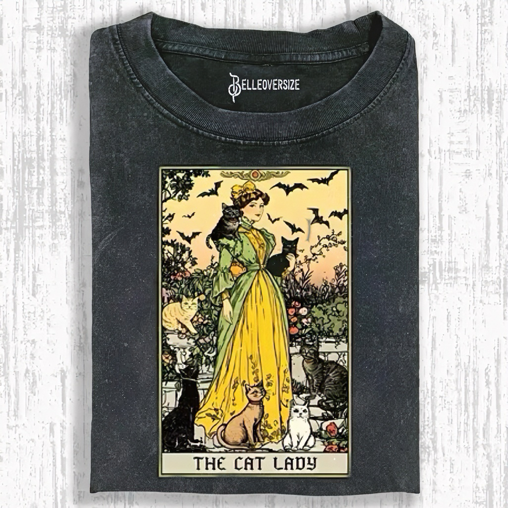 Halloween Cat Lady Tarot Card  T-Shirt