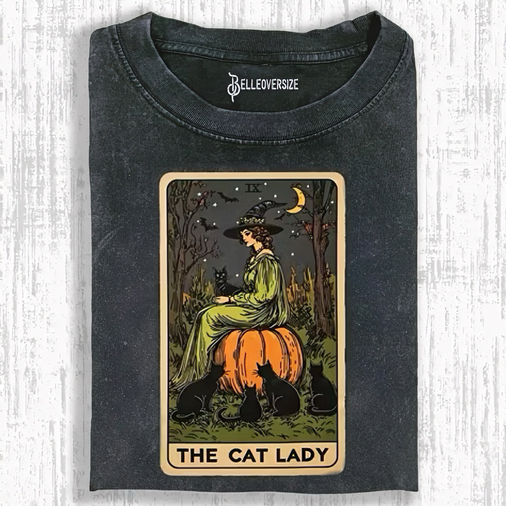 Spooky Witch Cat Lady Tarot CardT-Shirt