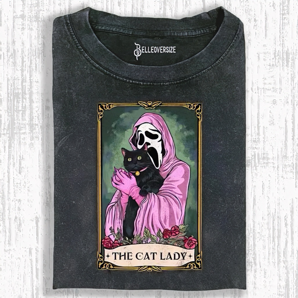 Halloween The Skull Cat Lady Y2K Tarot Card T-Shirt