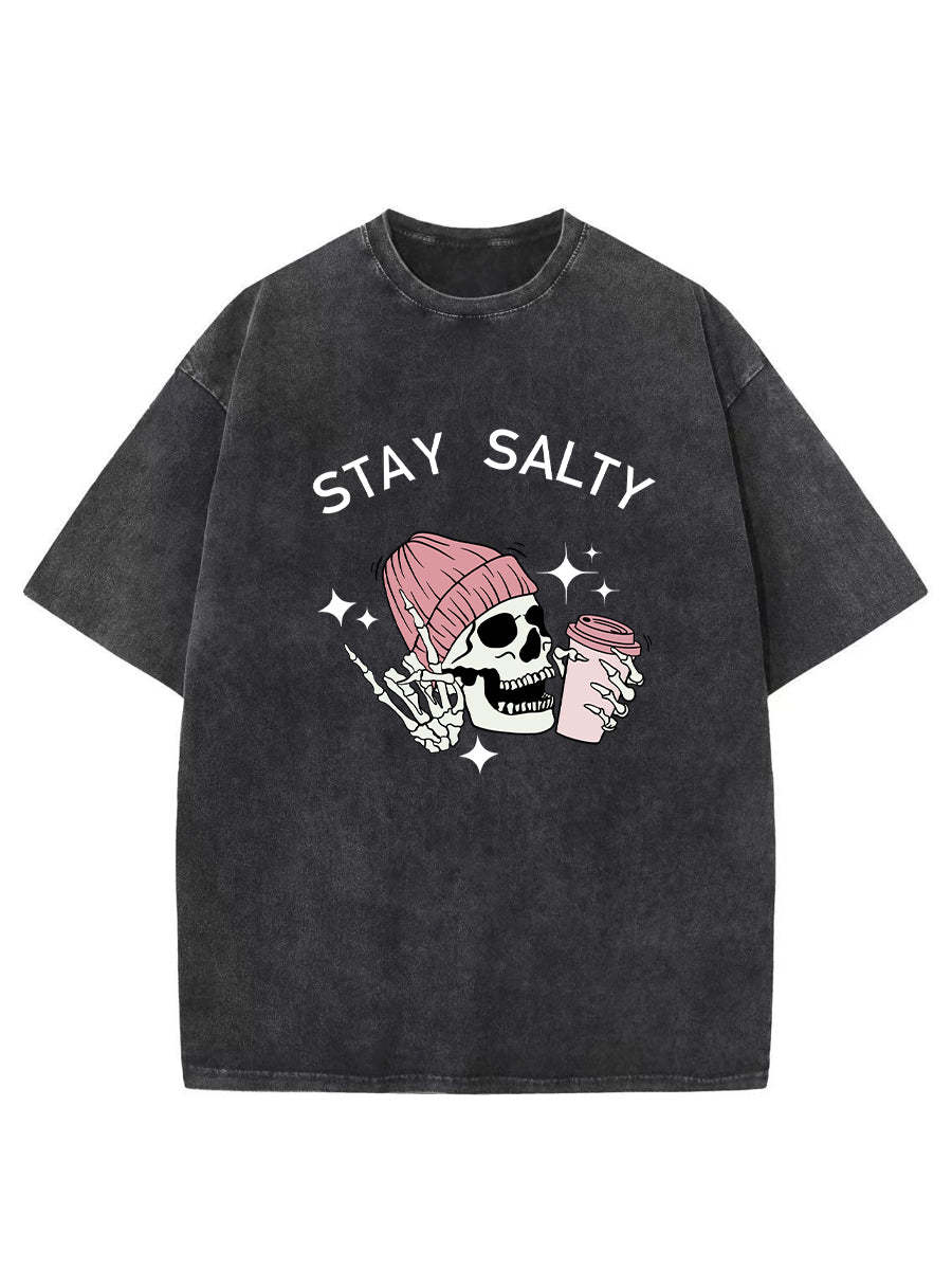 Vintage Skeleton Stay Salty Washed T-Shirt