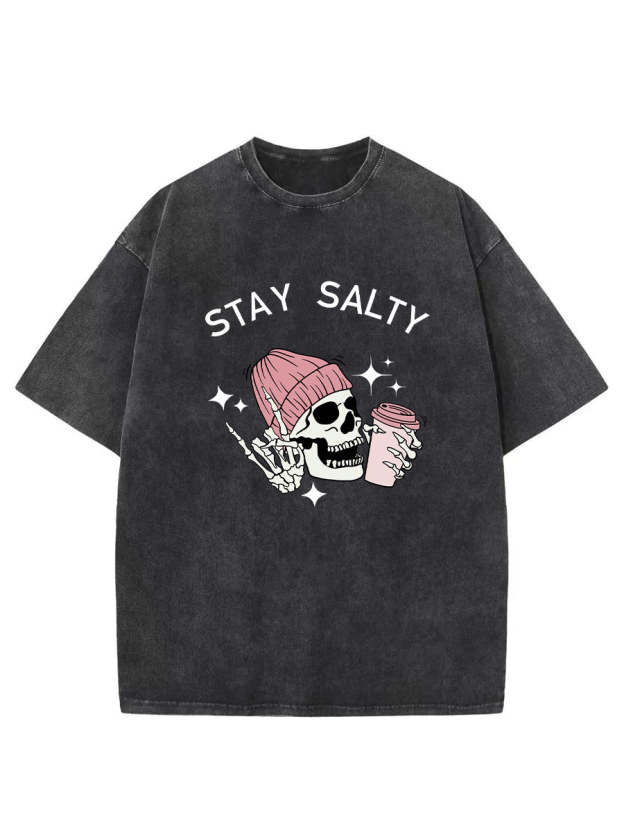 Vintage Skeleton Stay Salty Washed T-Shirt